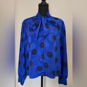 VTG Blue Floral Blouse